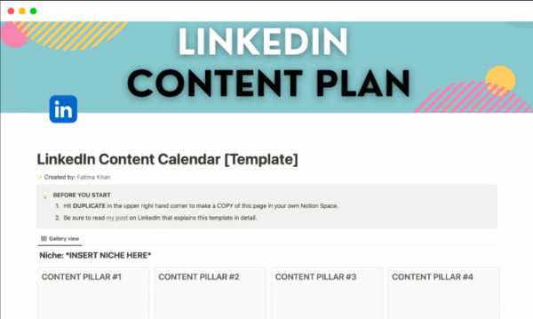 Content Calendar (5–7 LinkedIn Posts)	1-week plan